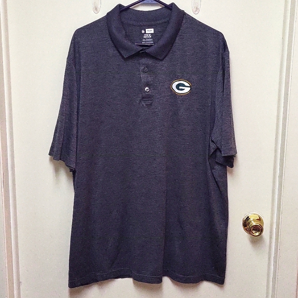 NFL Lightweight Green Bay Packers Dark Gray Short Sleeve Polo